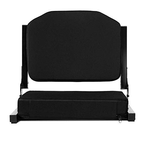 Jauntis Stadium Seats for Bleachers with Ultra Padded Comfy Foam Cushion, Wide Portable Stadium Chairs with Back Support and Shoulder Strap, 1 Pack, Black