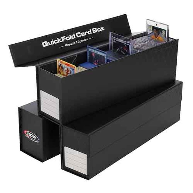 BCW QuickFold¢ç Card Storage Boxes for Magnetics & Toploaders ? 3 Pack | Trading Card Holder Box with Magnetic Closure | Easy Fold Assembly for Sports and TCG Cards