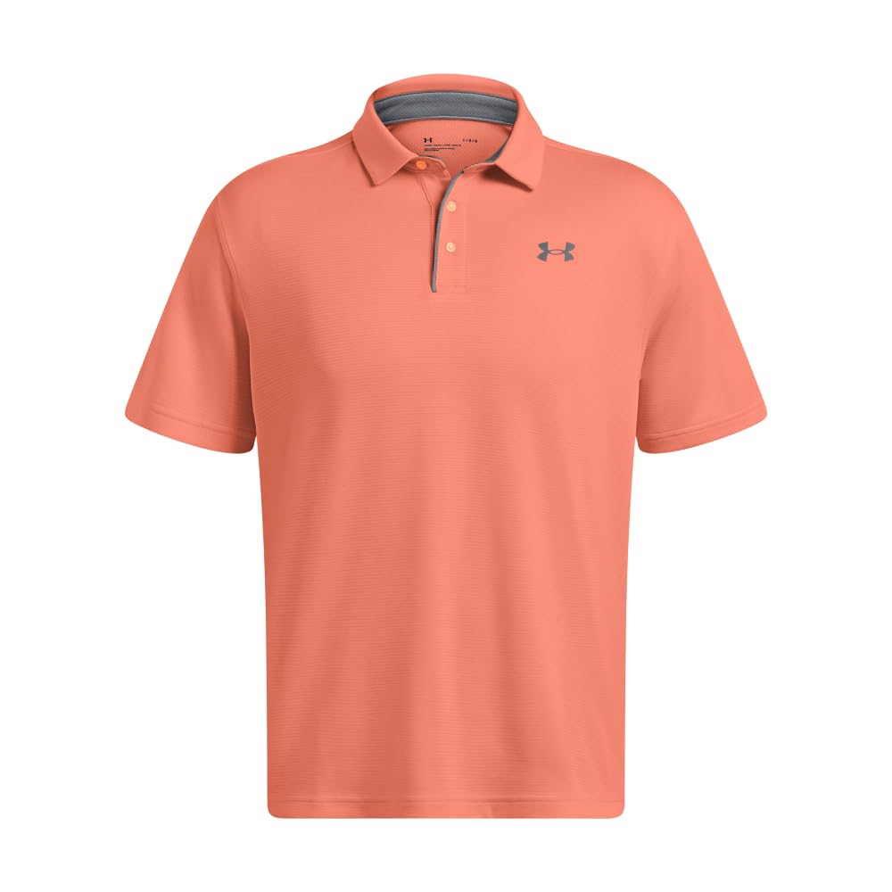 Under Armour Men's Tech Golf Polo, (897) Flare Orange/Pitch Gray/Halo Gray, Large Tall