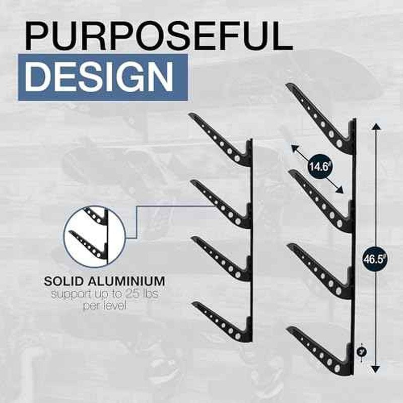 StoreYourBoard Adjustable Snowboard Storage Rack, Wall Mount 4 Board Display