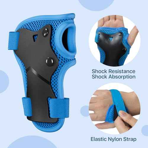 Knee Pads for Kids Knee Pads and Elbow Pads Toddler Protective Gear Set Kids Elbow Pads and Knee Pads for Girls Boys with Wrist Guards 3 in 1 for Skating Cycling Bike Rollerblading Scooter-Blue M