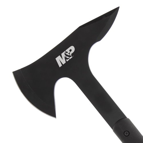Smith & Wesson M&P Extraction & Evasion 16in S.S. Full Tang Tactical Axe with a Spearpoint Spine, Rubberized Handle and Sheath for Outdoor, Survival and EDC