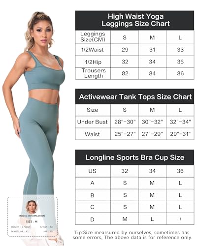 HORISUN Workout Sets 2 Piece Supportive Sports Bra Seamless Compression Yoga Leggings Matching Set Ribbed Crop Tops Tummy Gym Fitness Pants Outfits