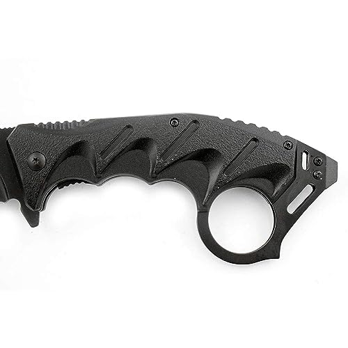 Snake Eye Tactical Everyday Carry Spring Assist Style Folding Pocket Knife EDC (Black)