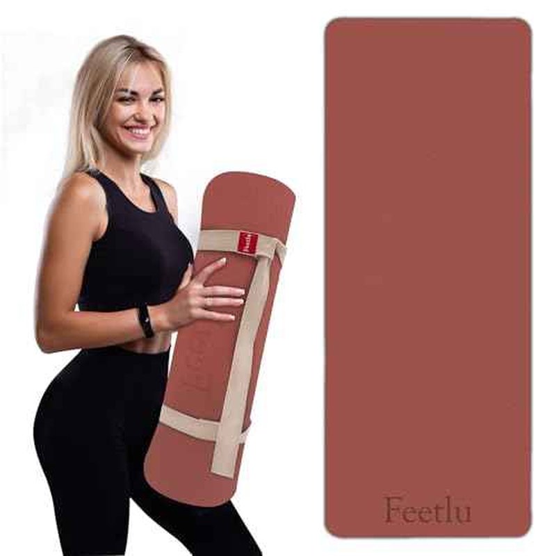 Extra Thick 12mm Exercise Mat ? Non-Slip, Joint-Friendly & Cushioned Fitness Mat for Yoga, Pilates & Floor Workouts ? Durable, Supportive & Includes Feetlu Classic Strap