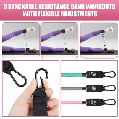 Ankle Resistance Bands With Cuffs, Ankle Weights for Women, Glutes Workout Equipment, Hip and Legs Resistance Bands，Home Training Perfect for Women & Men