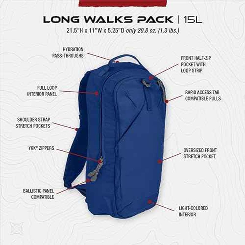 Vertx Long Walks Pack 15L Tactical Backpack Concealed Carry EDC Gear Bag for CCW, Travel, Work, Hiking, Outdoors, It's Black