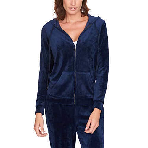 Gloria Vanderbilt Women Velour Full Zip Sweatshirt Hoodie Jacket
