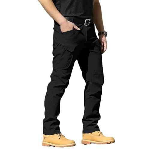 Men's Tactical Pants Stretch Waterproof Fabric Durable Cargo Pants for Hiking Casual Work Multi Pockets (No Belt)