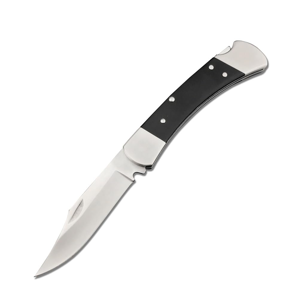 TrailTough 8.54'' Portable Lockback Manual Opening Folding Knife，3.3'' D2 Steel Blade，G10 Handle with Black Leather Sheath，EDC Pocket Knife for Men Women,Sharp Camping Fishing Hiking Knives