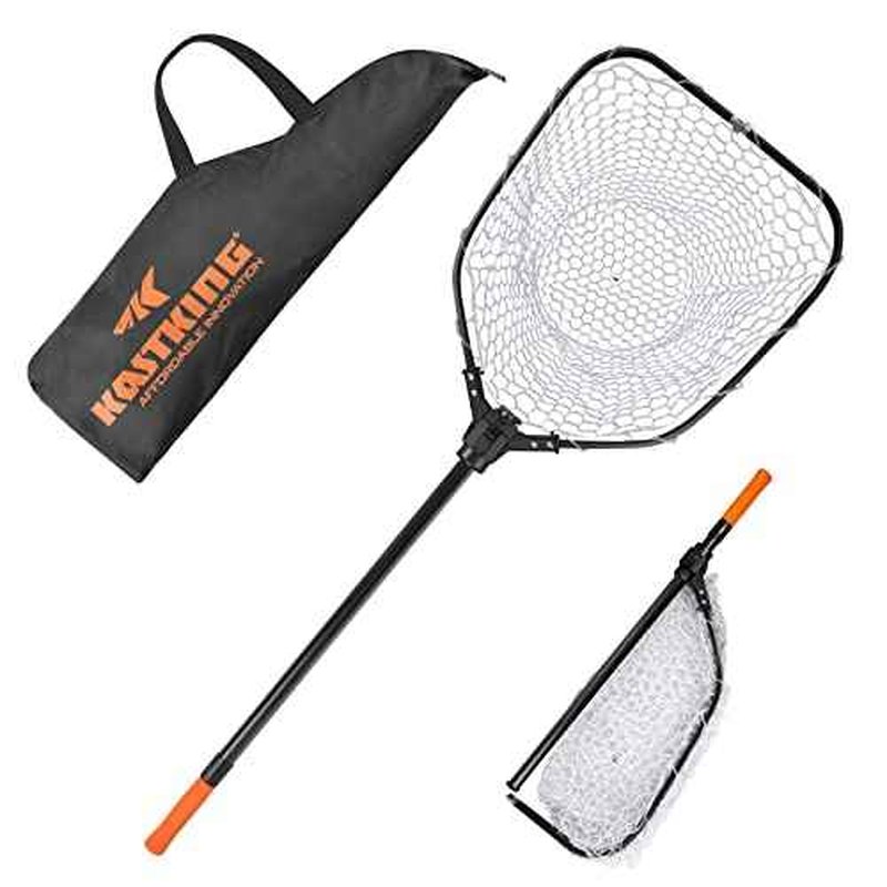 KastKing Brutus Fishing Net, Foldable Extendable Fish Landing Net, Lightweight & Portable Fishing Net with Soft EVA Foam Handle, Holds up to 44lbs/20KG, Fish-Friendly Mesh for a Safe Release