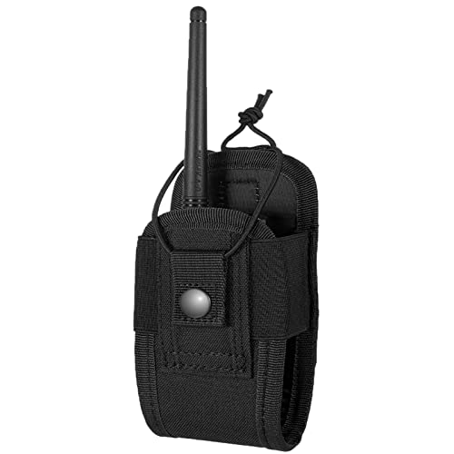 Tactical Radio Holder Radio Holster Molle Radio Pouch Universal Radio Case Military Heavy Duty Radio Bag for Police Firefighter Two Ways Walkie Talkies Vest (Black-small)