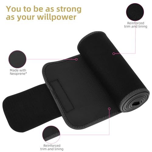 ZPP Waist Trainer for Women and Men, Neoprene Sweat Band Waist Trimmer Belt Stomach Wrap for Workout Black