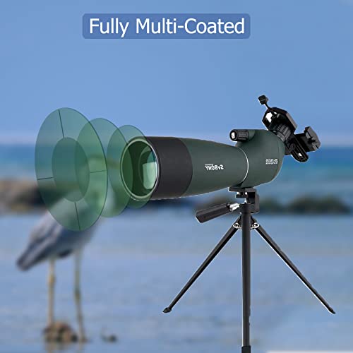 SVBONY SV28 Spotting Scopes with Tripod,Hunting,25-75x70,Angled,Waterproof,Range Shooting Scope,with Phone Adapter,Compact, for Target Shooting,Birding,Wildlife Viewing