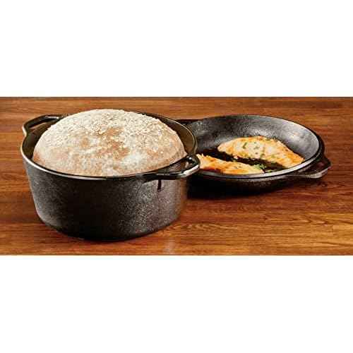 Lodge 5 Quart Cast Iron Double Dutch Oven ? Pre-Seasoned ? Lid Converts to 10.25" Skillet ? PFAS-Free ? Made in USA ? Dual Handles ? Oven, Grill, Campfire & Stovetop Safe ? Durable & Non-Toxic