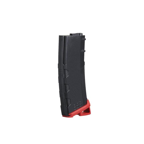 Lancer Tactical Airsoft M4 M16 Series Polymer 130 Round Transparent Window High Speed Mid-Cap Airsoft Magazine -Pack of Three (‎Black & Red)