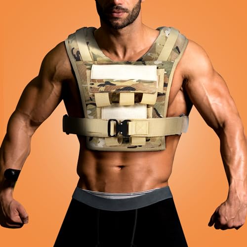 Weighted Vest, Rengue 20lb Weight Vest With Shoulder Pads, Adjustable Weighted Vest Men for Strength Training, Fitness Sports Training, Weight Vest for Men and Women (Multicam)