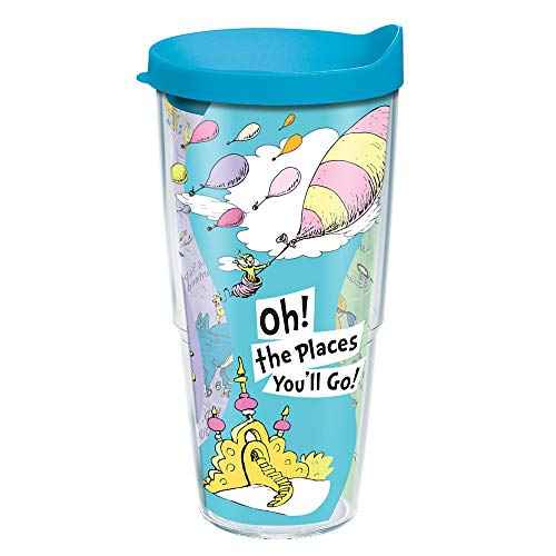 Tervis Dr. Seuss - Oh the Places You'll Go Quote Made in USA Double Walled Insulated Tumbler Travel Cup Keeps Drinks Cold & Hot, 24oz, Classic
