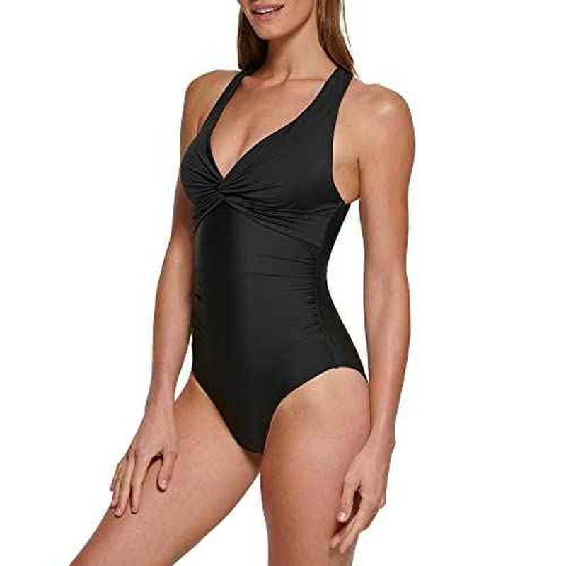 Calvin Klein Women's Standard V-neck Twist Front Tummy Control One Piece Swimsuit