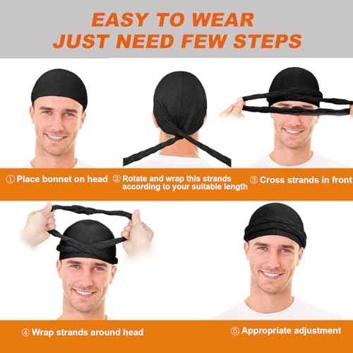 2 Pcs Satin Lined Turban Silky Head Wraps for Men with Long Twist Straps, Halo Turban Mens Turban Head Scarf for Hair