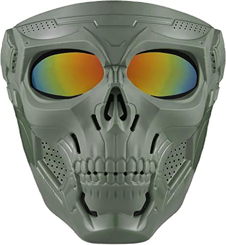 Airsoft Skull Full Face Protective Mask, Dual Mode Wear Design for Airsoft Paintball Outdoor Sport CS Game Adjustable Strap