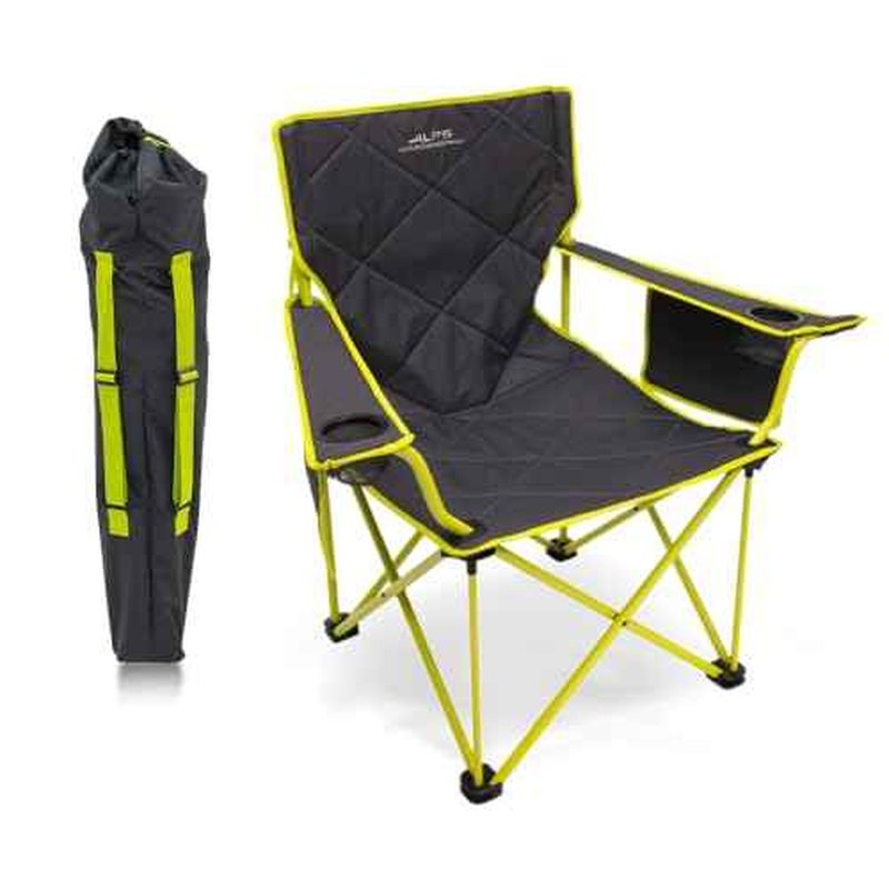 ALPS Mountaineering King Kong Camping Chairs for Adults with Mesh Cup Holders and Pockets, Built Durable and Reliable with Compact Foldable Steel Frame, Charcoal/Citrus