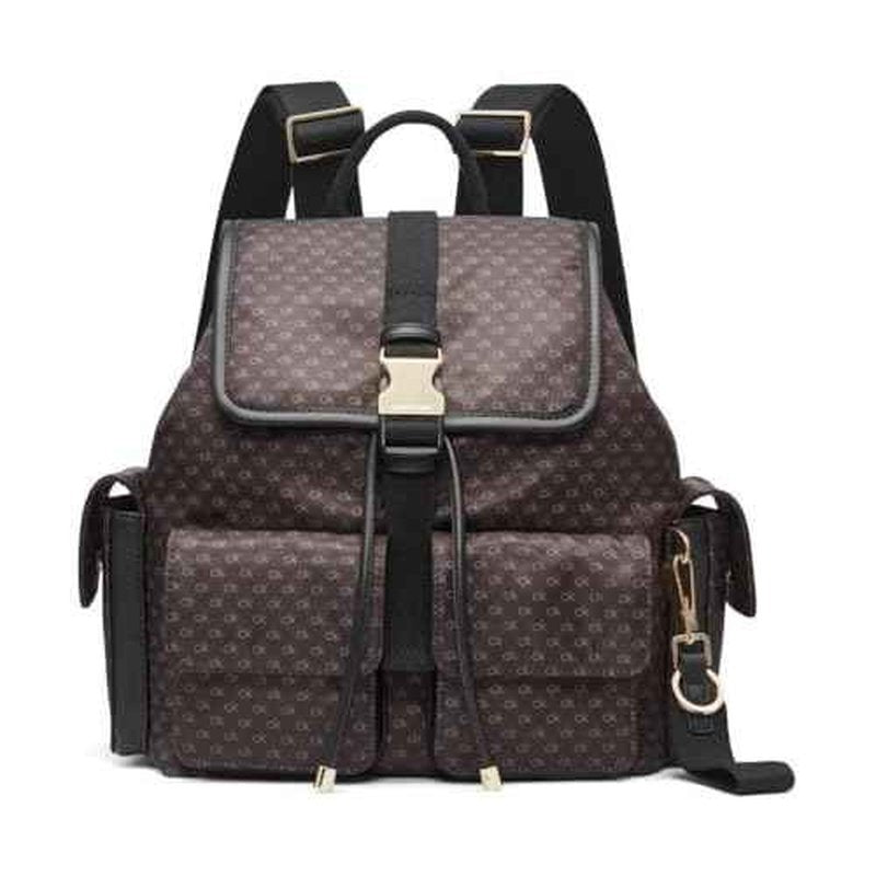 Calvin Klein Elora Organizational Backpack, Brown/Khaki/Black, One Size