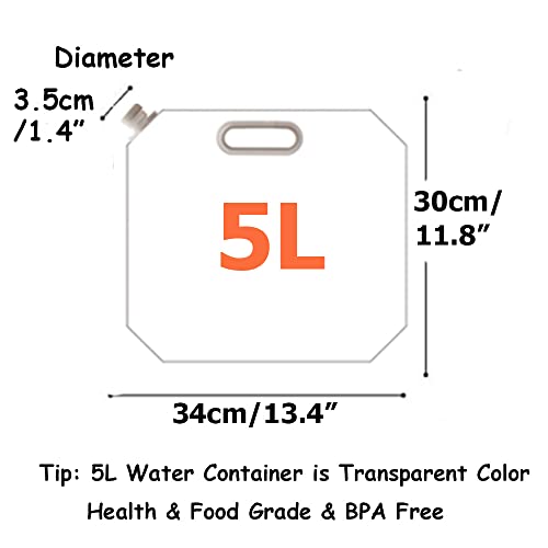 SUPANT 4 x 5 Litres/5.3 Gal Collapsible Water Jug Container, Freezable, BPA Free Plastic Water Carrier Tank, Outdoor Folding Water Bag for Sport Camping Riding Mountaineer, Food Grade