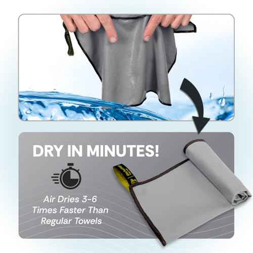 Backpacking Ultralight Quick Dry Microfiber Soft Fast Drying Hand and Face Towel Wash Cloth Camping Yoga Hiking Active Lifestyle Small (Gray, Small)
