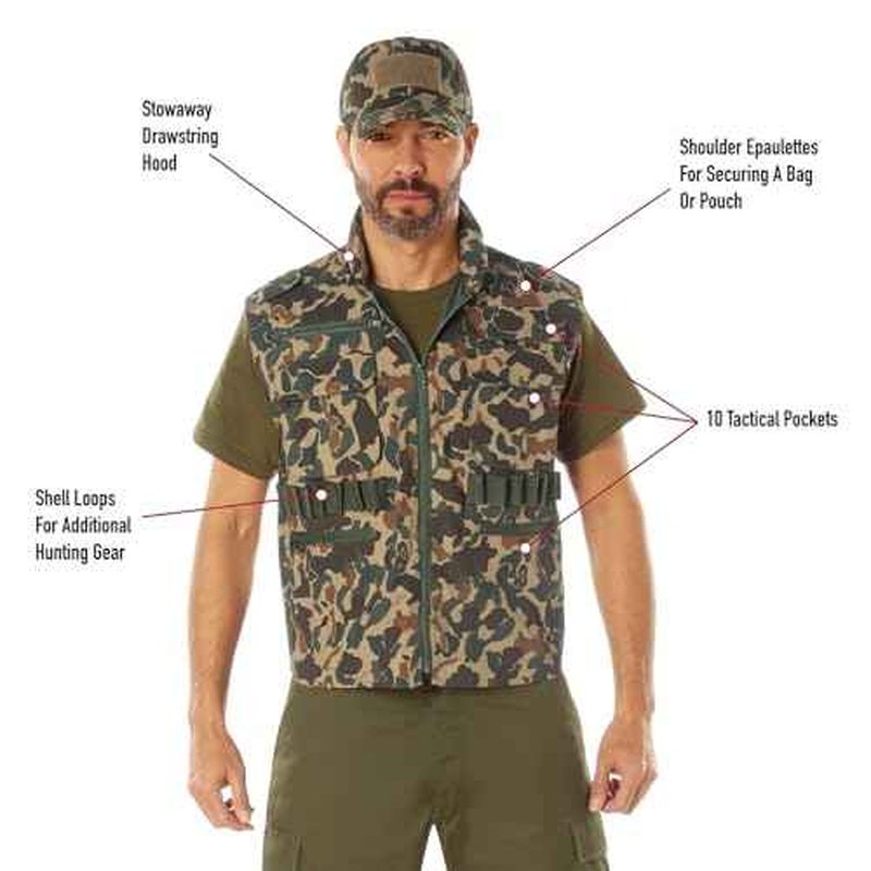Rothco X Bear Archery Fred Bear Camo Ranger Vest ? Tactical Vest with 10 Utility Pockets - X-Large