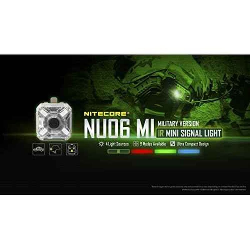 Nitecore NU06 MI IR Infrared Red Green Blue 4 Color USB-C Rechargeable Signal and Safety Light, ARC Rail, Magnetic, MOLLE & Hook-and-Loop Compatible, Upgrade from NU05 MI