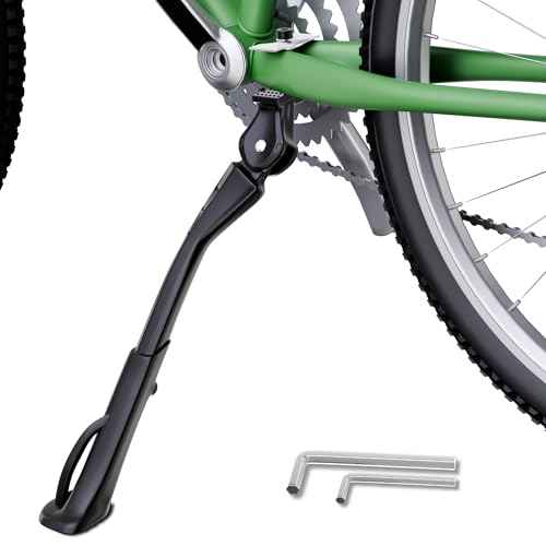Bike Kickstand, Center Mount for 26-29 Inch Adult Bicycle, Adjustable Aluminum Bicycle Kickstand, Sturdy and Non-slip Bike Kick Stand for Mountain Bike/E-Bike/Road Bike