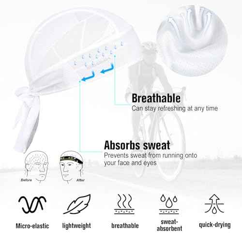 Cooling Do Rags Skull Caps for Men Breathable Sports Bandana Cap Durag Sweat-Wicking Helmet Liner UV Protection