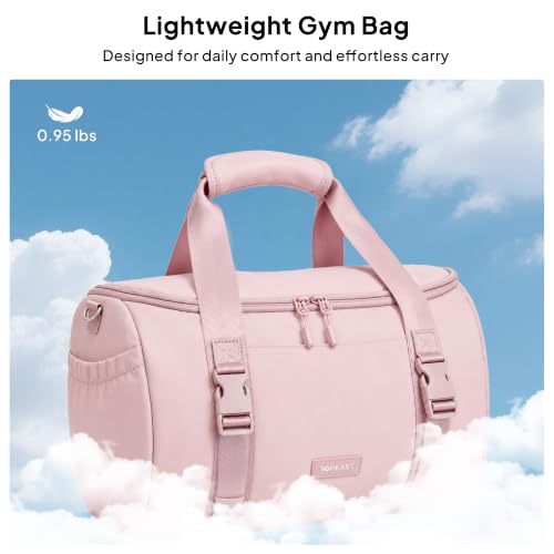 Pink Small Gym Bag with Yoga Mat Holder, Compact 16L Workout Duffle