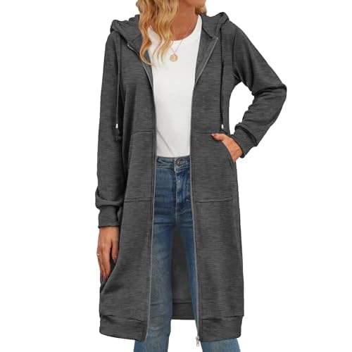 Zeagoo Women's Zip Up Hoodies Long Tunic Sweatshirts Oversized Fleece Casual Long Sleeve 2024 Fall Hoodie Jacket Coat