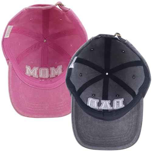 SHANVANKE 2PCS Dad and Mom EST 2025 Hats for Men Women, Funny Adjustable Cotton 3D Embroidered New Parents Gifts Baseball Cap