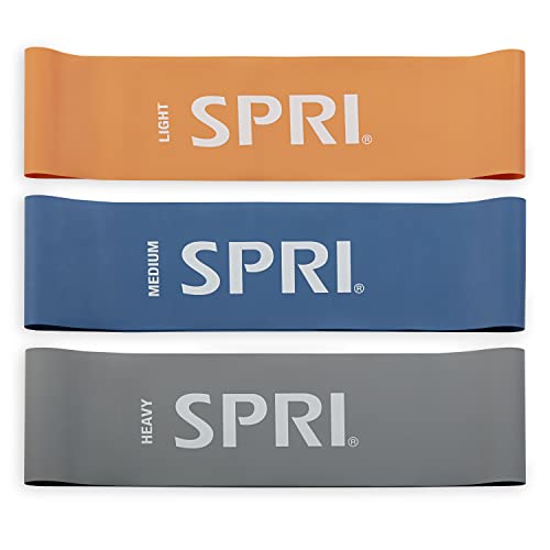 SPRI Standard Loop Bands 3-Pack - Resistance Band Kit Set, 3 Levels of Resistance - Exercise Bands for Strength Training, Flexibility, & Body Workout - Versatile Fitness Tool - Light, Medium, Heavy