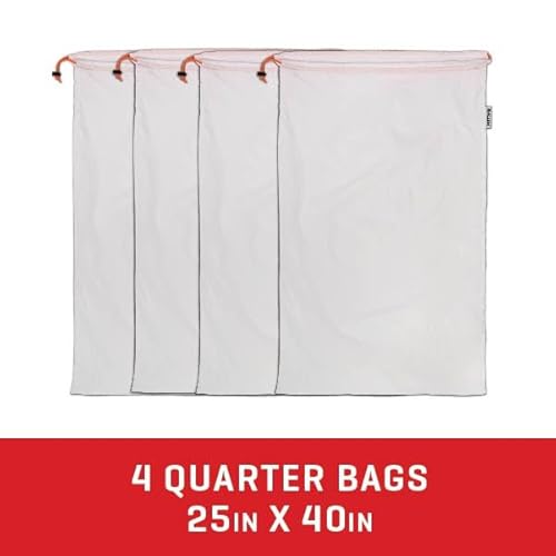 Allen Company Backcountry Quarter Bag - Reusable, Heavy-Duty, Drawstring Hunting Meat Bags - Durable Big Game Bags for Elk, Caribou, Deer - 4-Pack - 40"L x 25"W - White