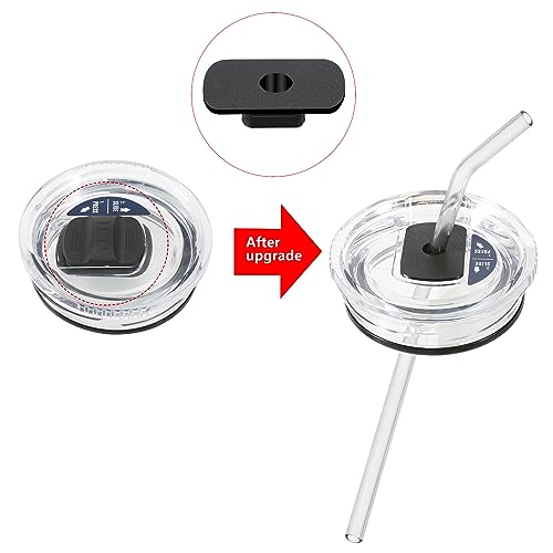 Replacement Straw Lid Attachment Compatible With Yeti Tumber Magslider/Stronghold Lid,2 Pack Straw Parts Cover for Bottle 20/30 Oz Tumbler (Black)