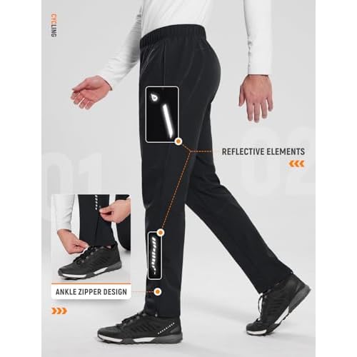 baleaf Men's Winter Cycling Running Pant Water Resistant Fleece Mountain Bike Pants Cold Weather Gear Windproof