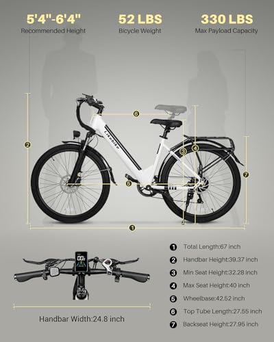 Likebike Seeker S 26" Electric Bike for Adults, UL 2849 Certified, Step Through Electric Bicycle with 350W Motor, 36V 9Ah Removable Battery, 20MPH E-bikes with 7-Speed & Front Suspension