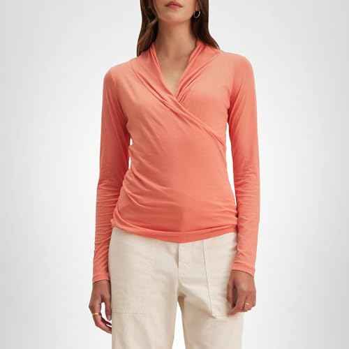 VELVET BY GRAHAM & SPENCER Women's Meri Long Sleeve Gauzy Whisper T Shirt, Camellia, Small
