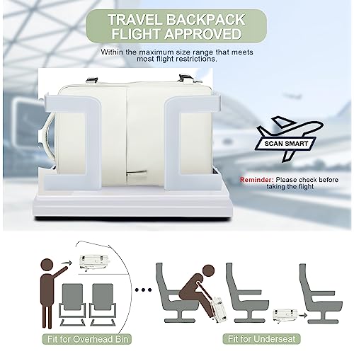 coofay Large Travel Backpack For Women Men Airline Approved Carry On Bags For Airplanes Underseat Luggage Backpack For Traveling On Airplane Personal Item Travel Bag For Airlines White