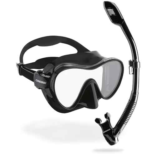 Cressi F1 & Supernova Dry Mask & Snorkel Kits, Black/Black