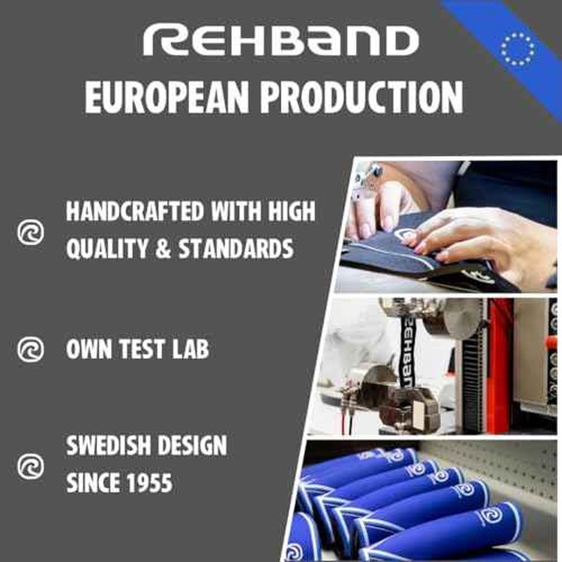 Rehband 7mm Power Max Knee Compression Sleeve for Strength Sports, Competition Grade, Neoprene Knee Sleeves for Bodybuilding & Heavy Powerlifting, Colour:Carbon/Black - 1 Pair, Size:Medium