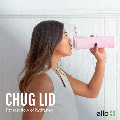 Ello Syndicate 20oz Reusable Glass Water Bottle with One-Touch Leak Proof Flip Lid, Protective Non-Slip Silicone Sleeve, Carry Loop for Coffee, Tea and Water, BPA-free, Dishwasher Safe, Tech Blue