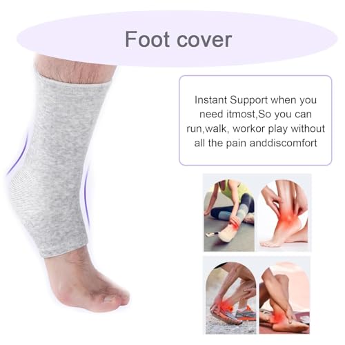 MVVM 2 Pairs of One Compress Bamboo Foot Sleeves,Keep Warm Bamboo Ankle Socks Foot Sleeves, Suitable for Cold Protection Against Swelling and Sprains (Gray,One Size Fits All)