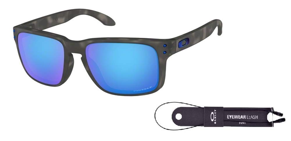 Oakley Holbrook OO9102 9102G7 57M Matte Black Tortoise/Prizm Sapphire Polarized Square Sunglasses For Men + BUNDLE Accessory Leash Kit + BUNDLE with Designer iWear Eyewear Kit