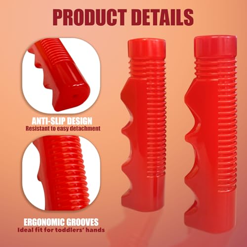 Handlebar Grips Replacement for Radio Flyer Tricycle,3/4 Inch Non-Slip Bike Handlebar Grips for Child,Red Replacement Push Handle Grips,Durable & Comfortable Bicycle Handlebars (1 Pair)