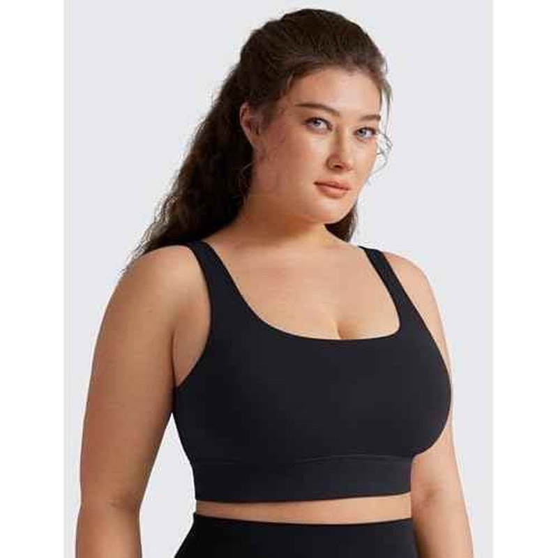 CRZ YOGA Butterluxe U Back Longline Sports Bras for Women - Scoop Neck Padded Yoga Workout Crop Top with Built in Pads